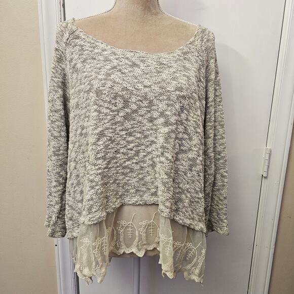 Wallpapher Cropped Sweater Sz 2X Lace Trim Whimsy Fairy Grunge Boho Forrestcore - Picture 1 of 5